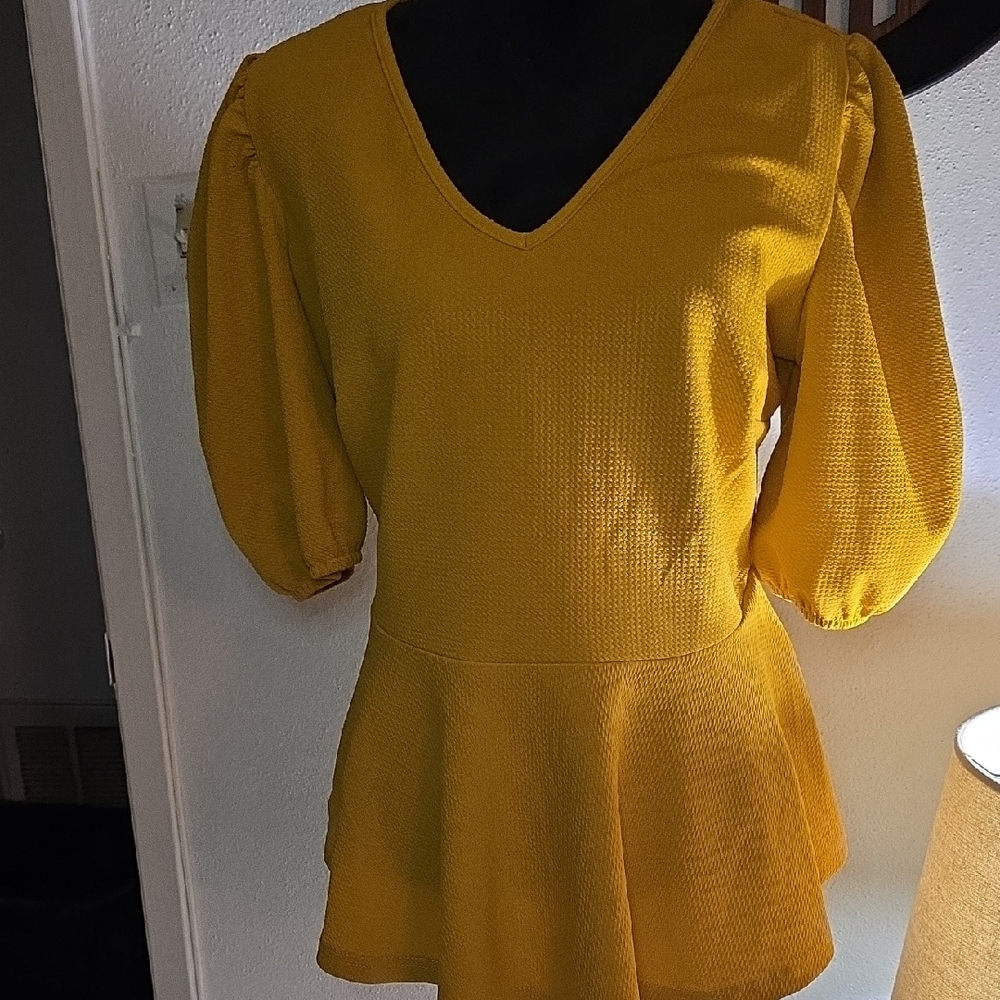 Ashley Stewart Mustard V-Neck Blouse